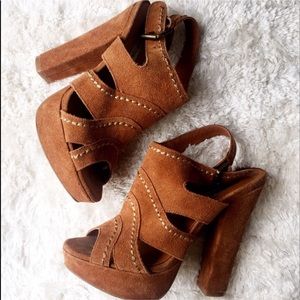 Steve Madden Brown Ricki Boho Suede Platform Heels